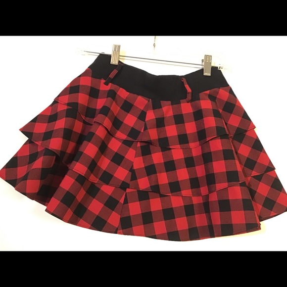 Girls camp rock Buffalo check red n black plaid ruffled mini skirt - Picture 3 of 12